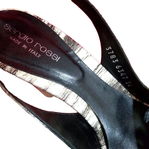 Rare Sergio Rossi Italy Designer Print Platform Heels Sandals 38 + Dustbag Y2K - Picture 3 of 11